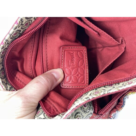 FOSSIL Fiona Crossbody Bag Purse Red Blue Floral Boho Casual Leather Hippie Y2K - Picture 3 of 6